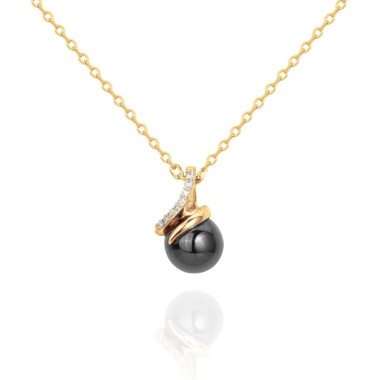 Collier CERANITY en Plaqué Or et Céramique Noire avec Oxydes - AE-C5OZ0034