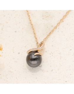 Collier CERANITY en Plaqué Or et Céramique Noire avec Oxydes - AE-C5OZ0034