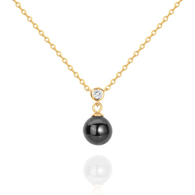 Collier CERANITY en Plaqué Or et Céramique Noire avec Oxyde  - AE-C5OZ0036