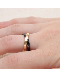 Bague CERANITY en Plaqué Or et Céramique Noire  - AE-BA50004