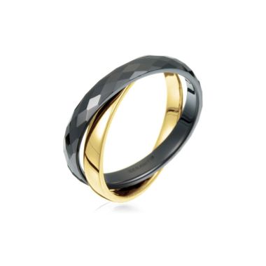 Bague CERANITY en Plaqué Or et Céramique Noire- AE-BA50004