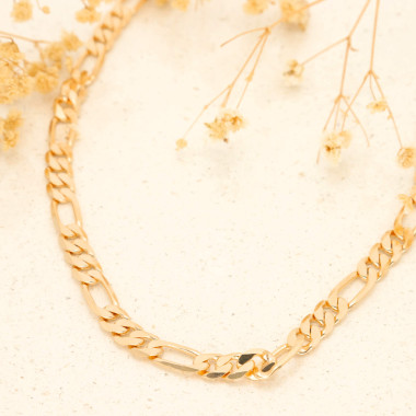 Chaîne AÉLYS en Plaqué Or Maille Alternée 1/3 - Largeur 7 mm - AE-C50017