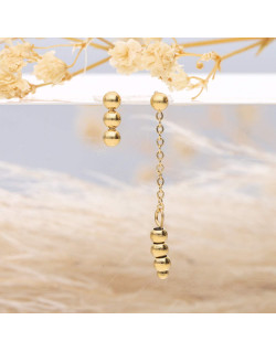 Boucles d'oreilles Boules Dépareillées ETIKA en Acier Doré - AE-B70164