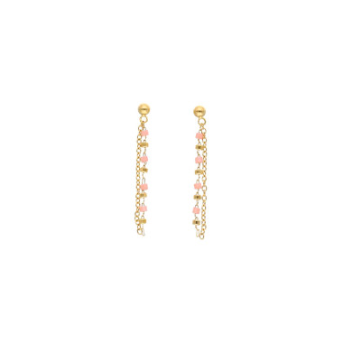 Boucles d'oreilles ETIKA en Acier Doré et Perles de Miyuki Roses - AE-B7NA0004
