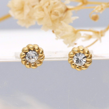 Boucles d'oreilles ETIKA en Acier Doré et Oxydes - AE-B7OZ0041