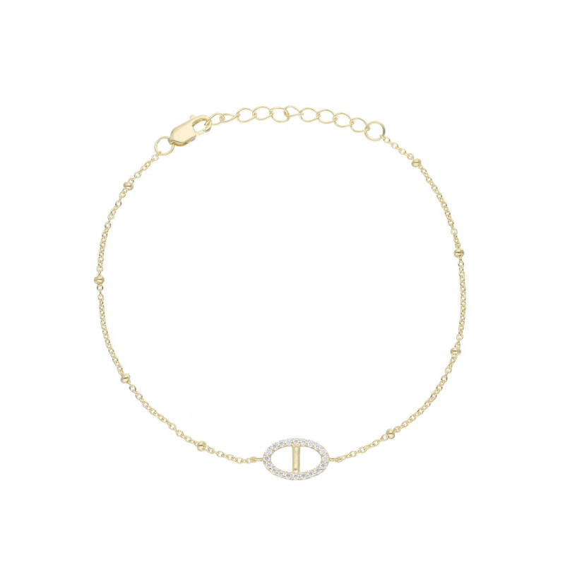 Bracelet Maillon ABELLION en Argent 925/1000 Doré et Oxydes - AE-BR6OZ0261