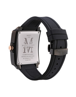 Montre Automatique MONTIGNAC Homme Bracelet Silicone Noir - MOW311