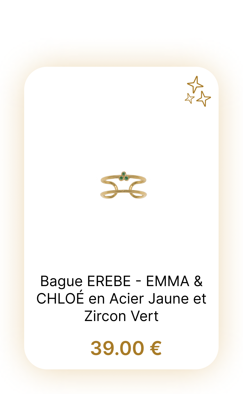 Bague EREBE - EMMA & CHLOÉ en Acier Jaune et Zircon Vert
