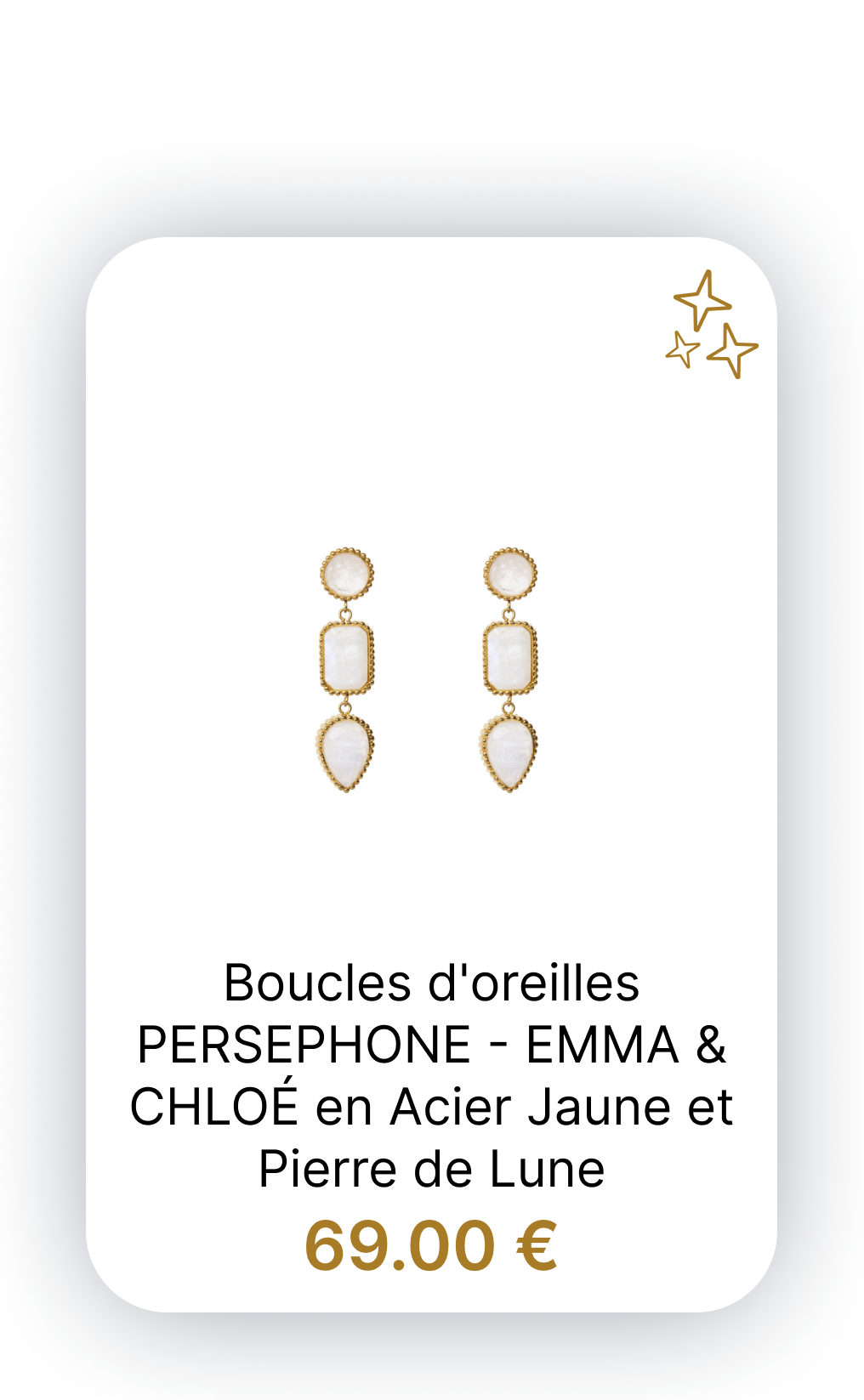 Boucles doreilles PERSEPHONE - EMMA & CHLOÉ en Acier Jaune et Pierre de Lune