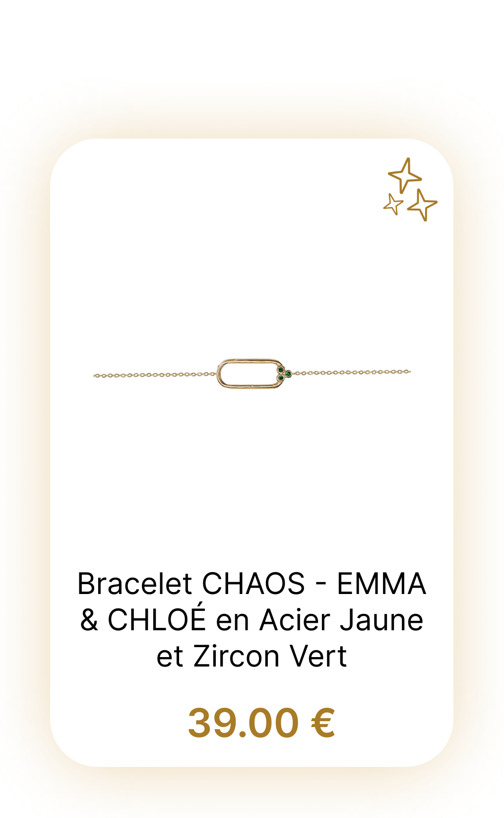 Bracelet CHAOS - EMMA & CHLOÉ en Acier Jaune et Zircon Vert