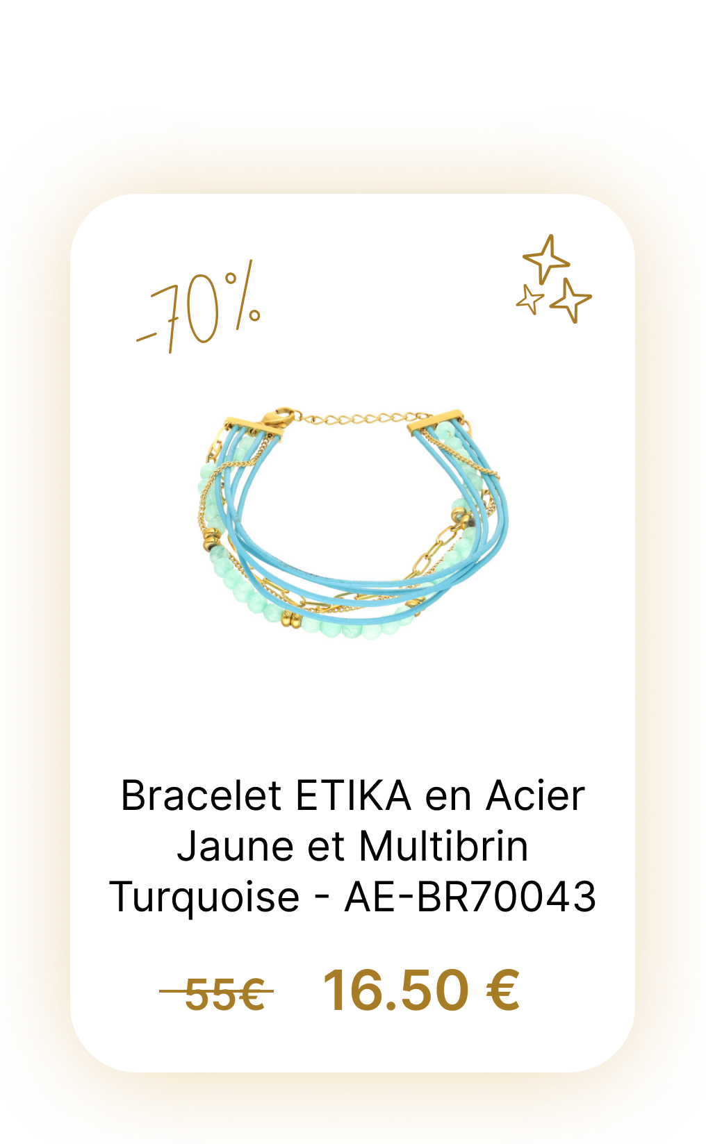 Bracelet ETIKA en Acier Jaune et Multibrin Turquoise - AE-BR70043