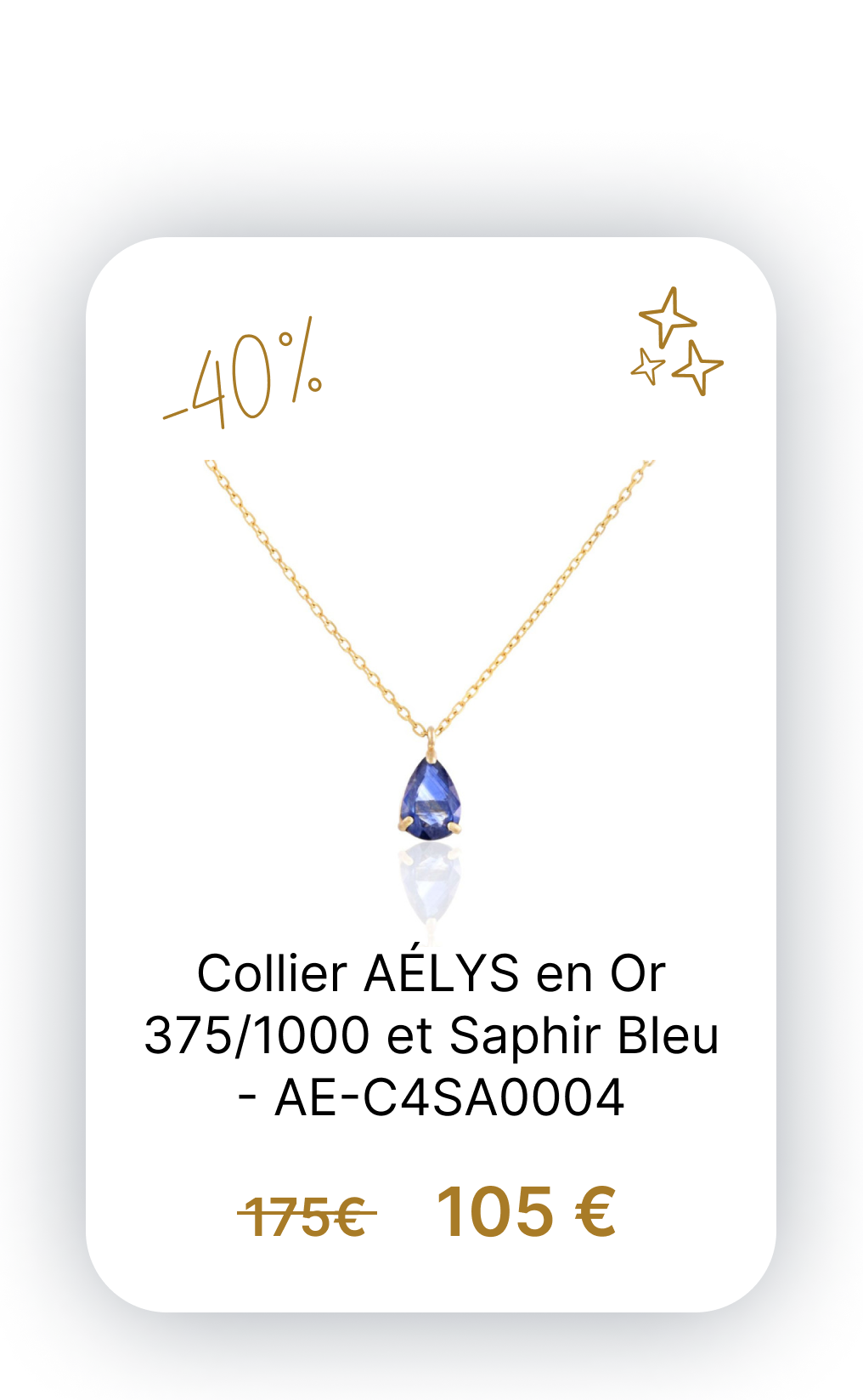 Collier AÉLYS en Or 3751000 et Saphir Bleu - AE-C4SA0004