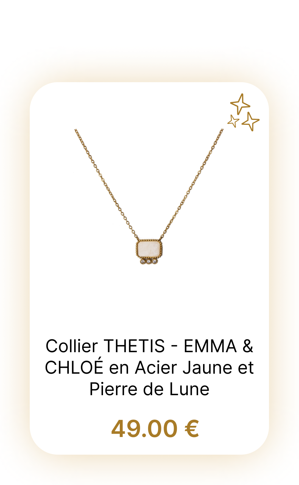 Collier THETIS - EMMA & CHLOÉ en Acier Jaune et Pierre de Lune