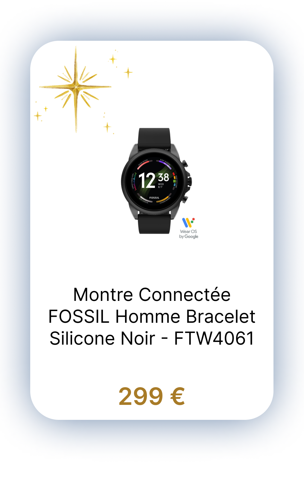 Montre Connectée FOSSIL Homme Bracelet Silicone Noir - FTW4061