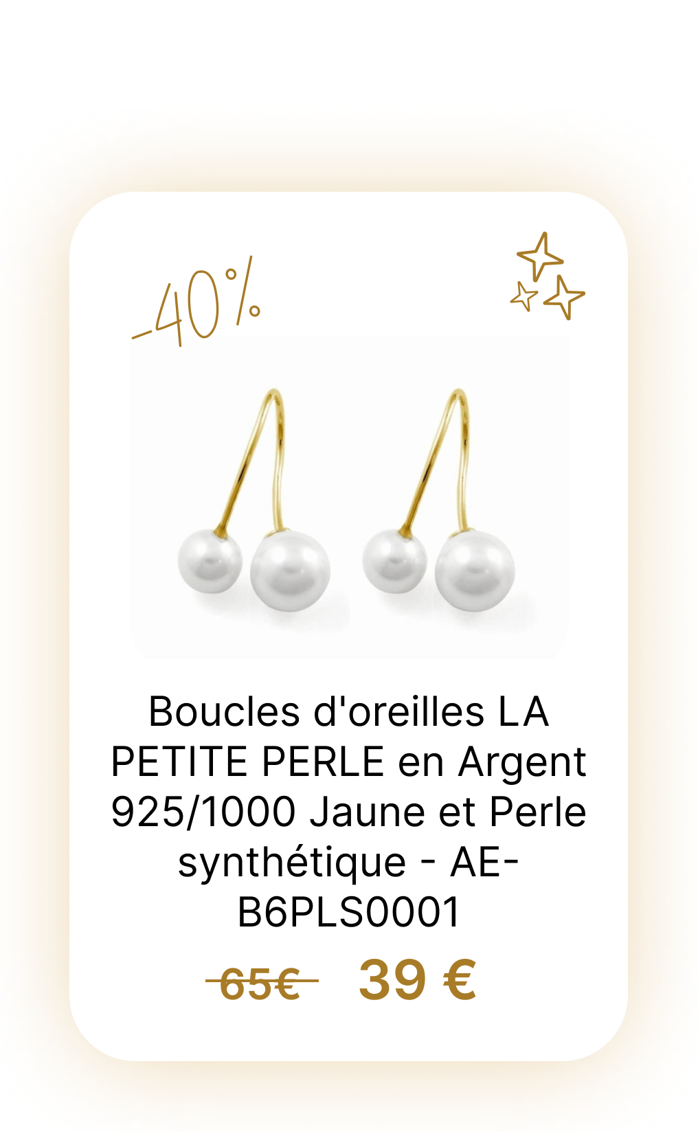 Boucles d'oreilles LA PETITE PERLE en Argent 9251000 Jaune et Perle synthétique - AE-B6PLS0001
