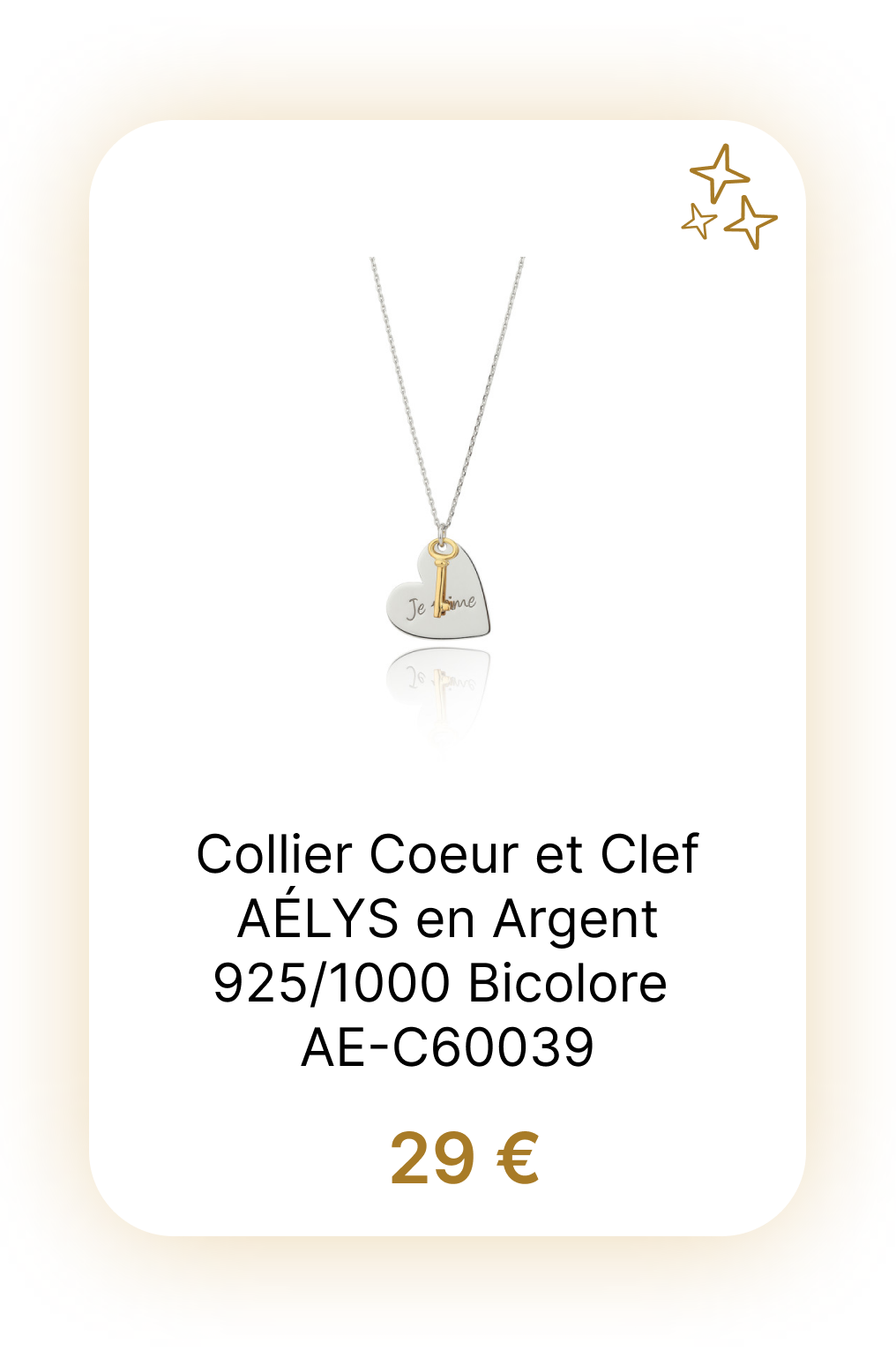 Collier Coeur et Clef AÉLYS en Argent 925-1000 Bicolore - AE-C60039.png