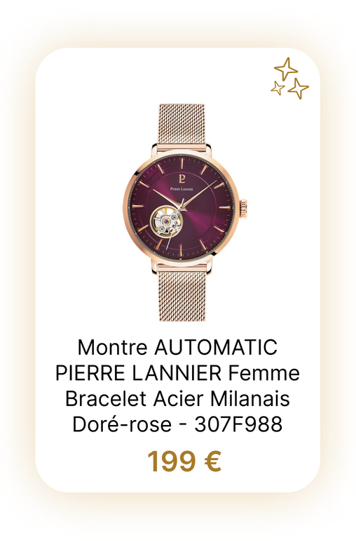 Montre AUTOMATIC - PIERRE LANNIER Femme Bracelet Acier milanais Doré-rose - 307F988.png