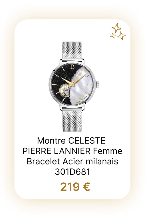 Montre CELESTE - PIERRE LANNIER Femme Bracelet Acier milanais Argenté - 301D681.png